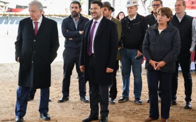 El Presidente Andrés Manuel López Obrador y la Gobernadora Delfina Gómez Álvarez supervisan las obras del Tren “El Insurgente”